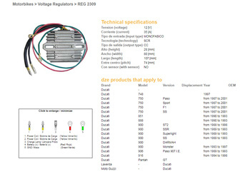 Dze regulator napięcia ducati 748/750/851/888/900/906/916`87-01 (jednofazowy, 35a) (esr510;esr515)